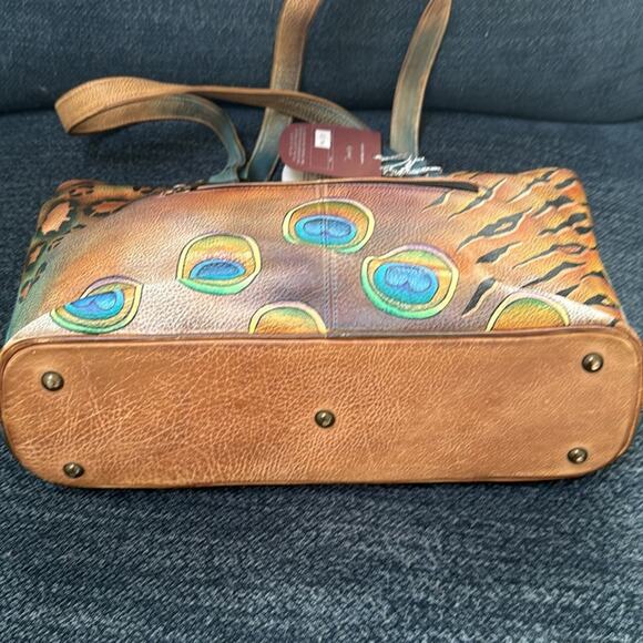 Anuschka Peacock Handpainted Shoulder Bag NWT - Picture 5 of 7